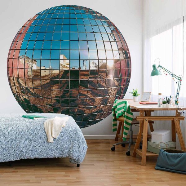 Papier Peint rond - Platinum disco ball