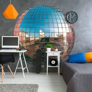 Papier Peint rond - Platinum disco ball