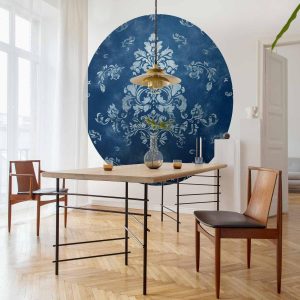 Papier Peint rond - Retro ornament in faded blues