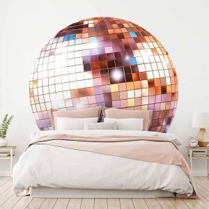 Papier Peint rond - Rose gold disco ball