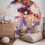 Papier Peint rond - Rose gold disco ball