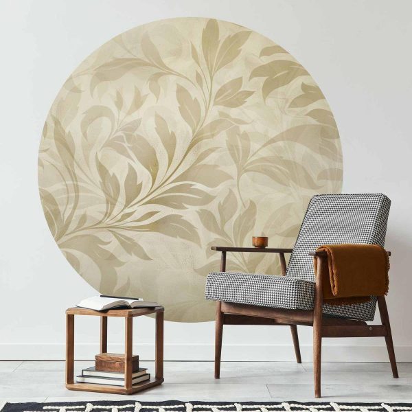Papier Peint rond - Sand leaves and vines