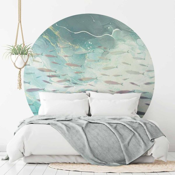 Papier Peint rond - School of small fish