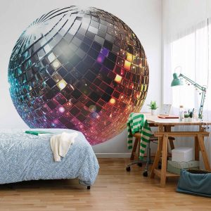 Papier Peint rond - Silver disco ball