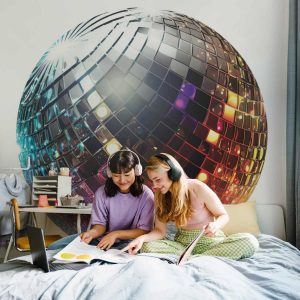 Papier Peint rond - Silver disco ball