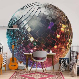 Papier Peint rond - Silver disco ball