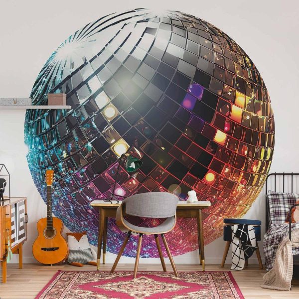 Papier Peint rond - Silver disco ball Papier Peint rond - Silver disco ball