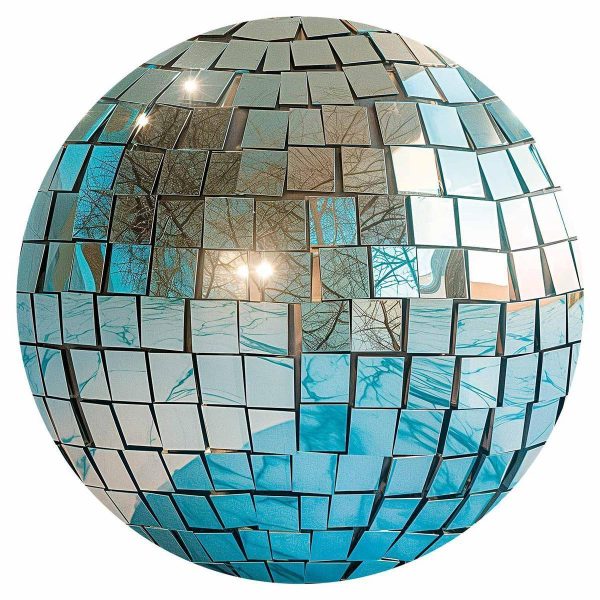 Papier Peint rond - Sky blue disco ball
