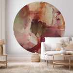 Papier Peint rond - Spring composition – transparencies and forms in watercolor style