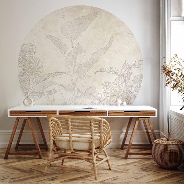 Papier Peint rond - Subtle exotic plants
