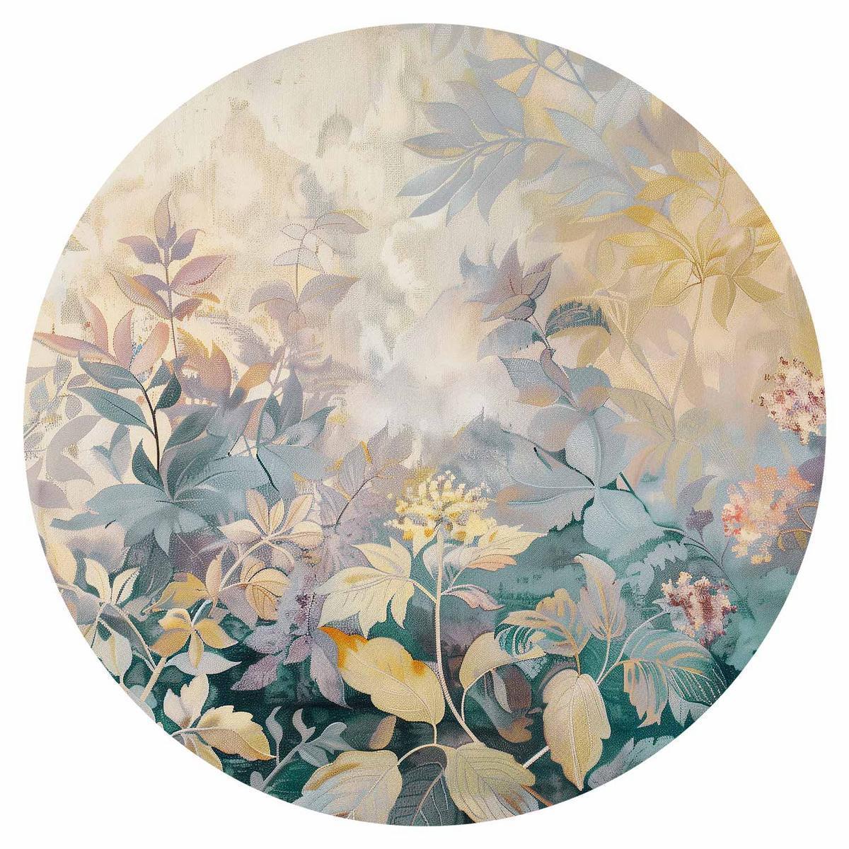 Papier Peint rond - Tapestry pattern with colourful flowers