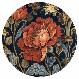 Papier Peint rond - Tapestry-style large retro flowers