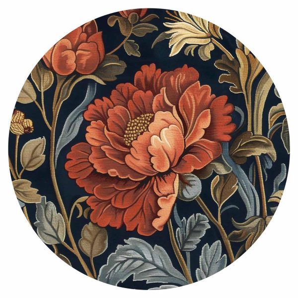 Papier Peint rond - Tapestry-style large retro flowers