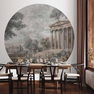 Papier Peint rond - Temple on a hill - Greek architecture in subdued colours