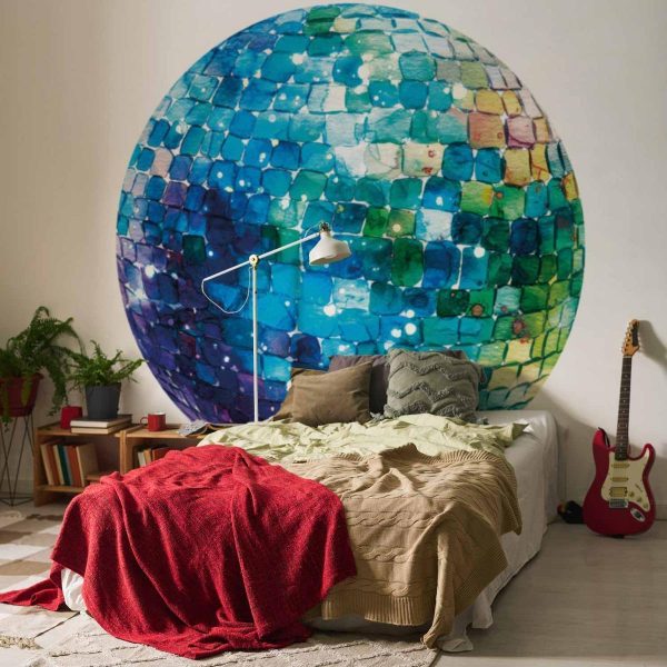 Papier Peint rond - Turquoise disco ball Papier Peint rond - Turquoise disco ball