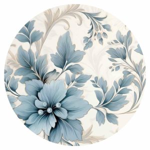 Papier Peint rond - Turquoise ornamental retro flowers