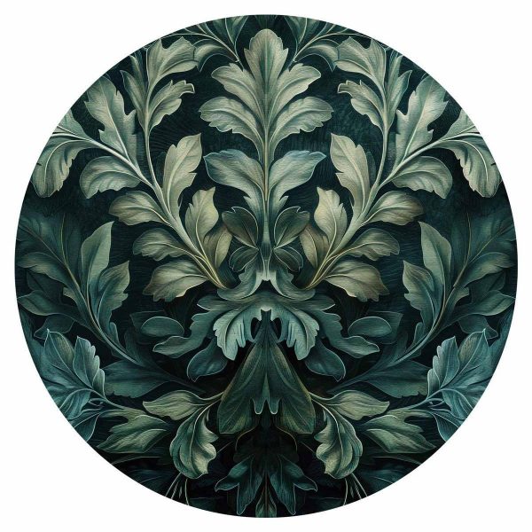 Papier Peint rond - Victorian leaves in dark greens