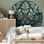 Papier Peint rond - Victorian leaves in dark greens