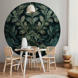 Papier Peint rond - Victorian leaves in dark greens