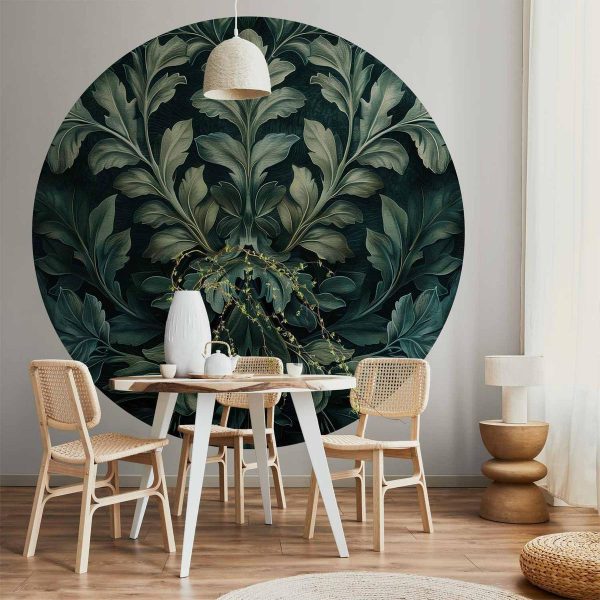 Papier Peint rond - Victorian leaves in dark greens