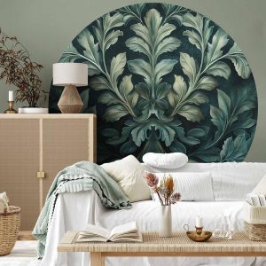 Papier Peint rond - Victorian leaves in dark greens