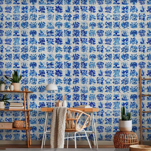 Papier peint - Azulejos tiles – traditional Portuguese ceramic tiles