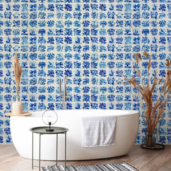 Papier peint - Azulejos tiles – traditional Portuguese ceramic tiles