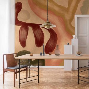 Papier peint - Colorful shapes – worn-out figures in lime wash technique