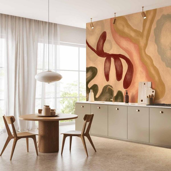 Papier peint - Colorful shapes – worn-out figures in lime wash technique