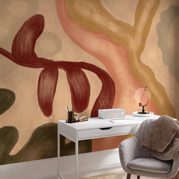 Papier peint - Colorful shapes – worn-out figures in lime wash technique