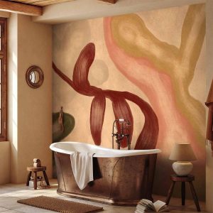 Papier peint - Colorful shapes – worn-out figures in lime wash technique