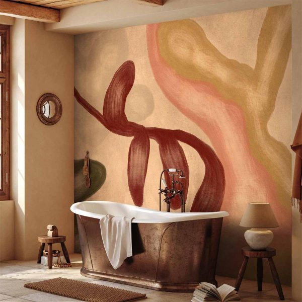 Papier peint - Colorful shapes – worn-out figures in lime wash technique