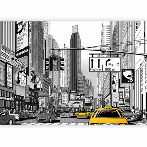 Papier peint - Comic book city - New York street in pop art style
