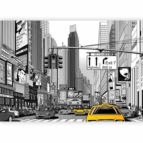Papier peint - Comic book city - New York street in pop art style
