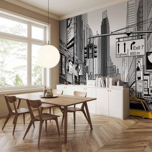 Papier peint - Comic book city - New York street in pop art style