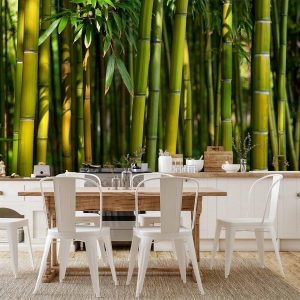 Papier peint - Eucalyptus alley – bamboo grove in juicy green tone