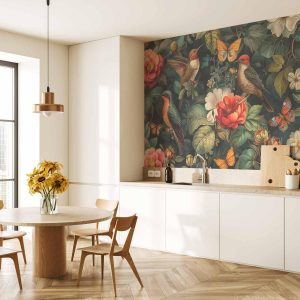 Papier peint - Flowers, birds and butterflies – vintage-style illustration