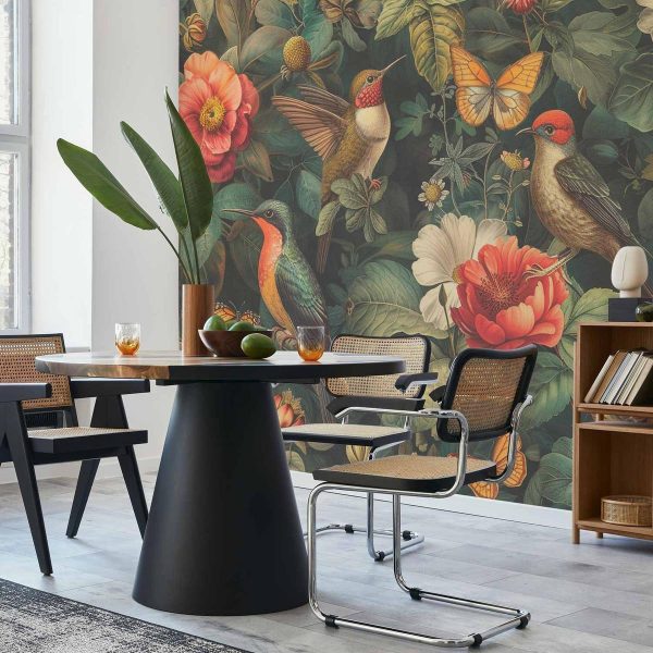 Papier peint - Flowers, birds and butterflies – vintage-style illustration