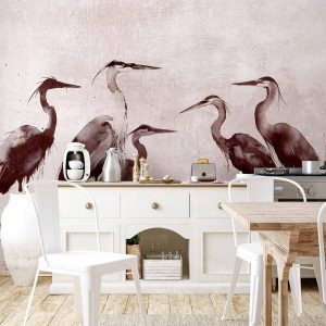 Papier peint - Herons painted with ink