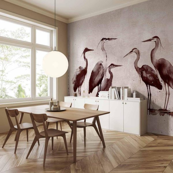 Papier peint - Herons painted with ink