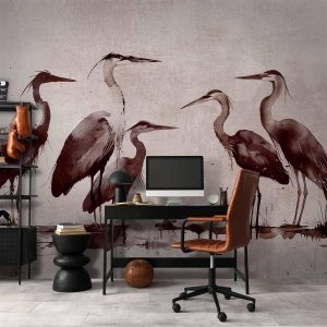 Papier peint - Herons painted with ink