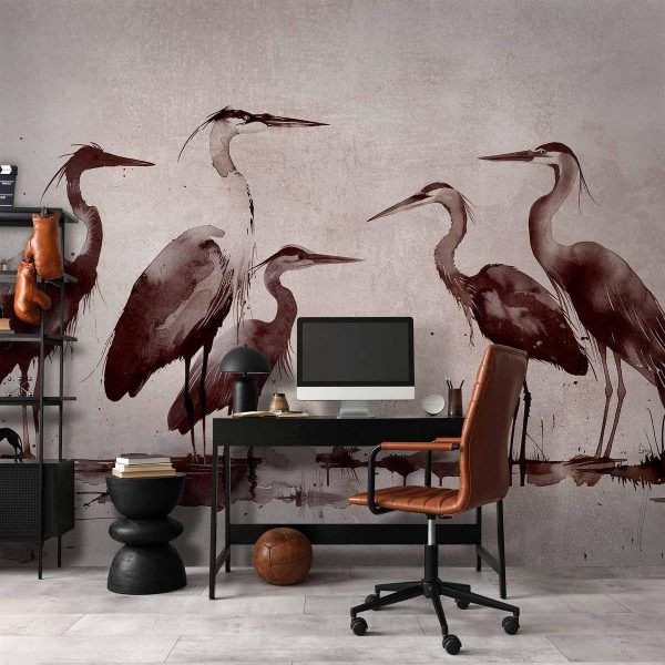Papier peint - Herons painted with ink