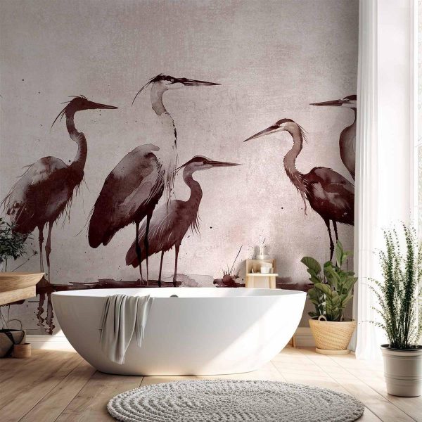 Papier peint - Herons painted with ink