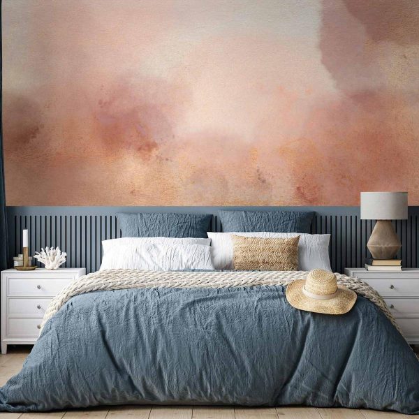 Papier peint - In pink clouds – soft textures in peach-pink hues