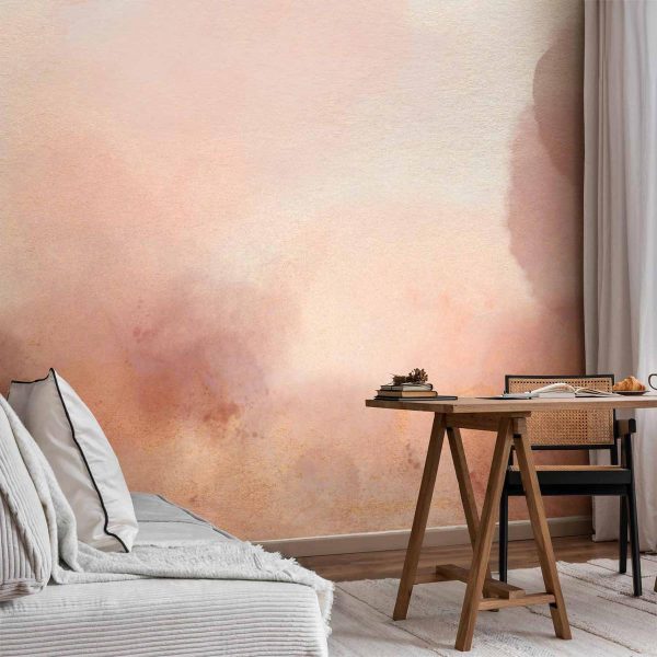 Papier peint - In pink clouds – soft textures in peach-pink hues
