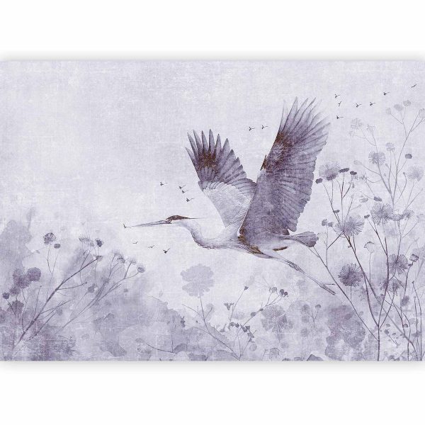 Papier peint - Majestic flight - a crane in flight in monochrome