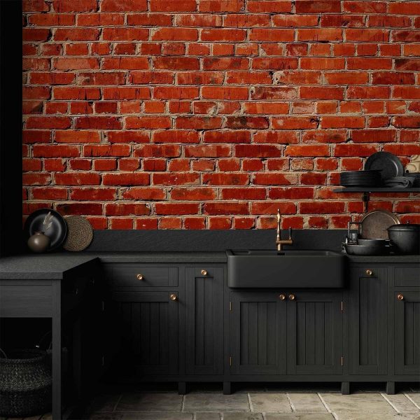 Papier peint - Old wall – retro-style red brick wall