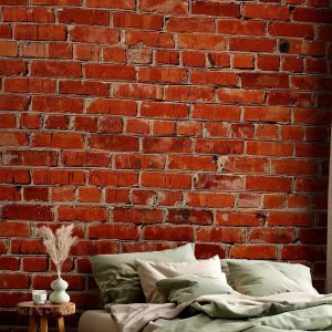 Papier peint - Old wall – retro-style red brick wall