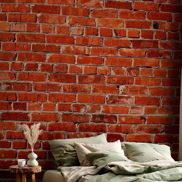 Papier peint - Old wall – retro-style red brick wall