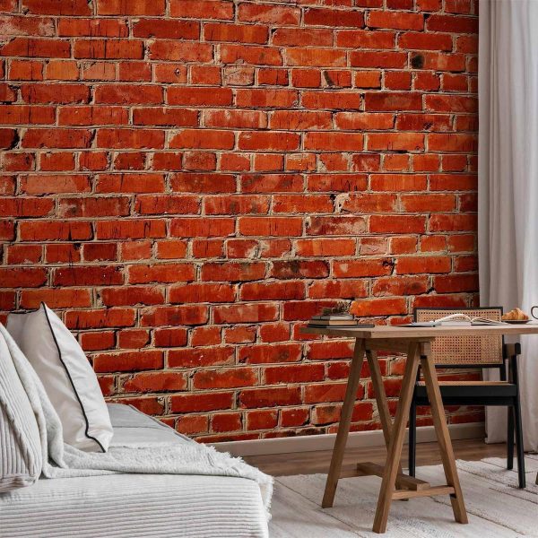 Papier peint - Old wall – retro-style red brick wall